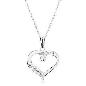 Strieborný náhrdelník 925, prívesok a retiazka, kontúra srdca, číre zirkóny AC16.16 vyobraziť