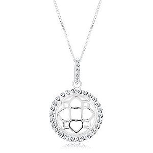 Strieborný 925 náhrdelník, retiazka a prívesok, trblietavý kruh, vypuklý ornament R45.15 vyobraziť