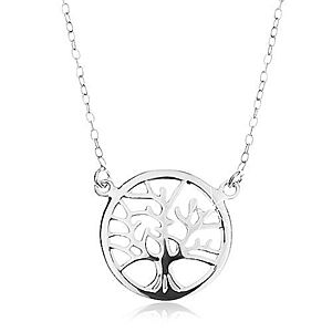 Strieborný náhrdelník 925, retiazka a prívesok - lesklý strom života v kruhu R45.25 vyobraziť