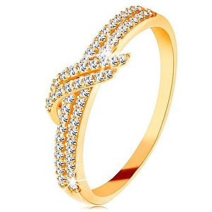 Zlatý prsteň 585 - trblietavé línie čírych zirkónikov, dvojitá vlnka GG130.06/38/42 vyobraziť