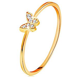Zlatý prsteň 585 - motýlik zdobený okrúhlymi čírymi zirkónmi GG135.05/22/26 vyobraziť
