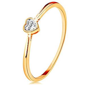 Lesklý zlatý prsteň 585 - číre zirkónové srdiečko s lesklým lemom GG135.09/39/44/198.58/60 vyobraziť