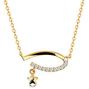 Zlatý 14K náhrdelník - neúplný ovál s čírymi zirkónmi, hviezdička, jemná retiazka GG138.14 vyobraziť