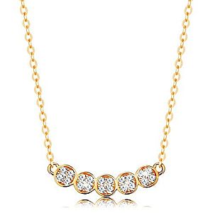 Zlatý náhrdelník 585 - jemná retiazka, oblúk z piatich ligotavých koliesok GG139.06 vyobraziť