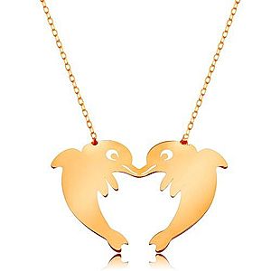 Zlatý 14K náhrdelník - jemná retiazka, dva delfíny tvoriace obrys srdca GG160.15 vyobraziť