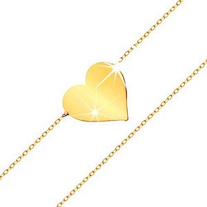 Náramok v žltom 14K zlate - zrkadlovolesklé ploché srdce, ligotavá tenká retiazka GG159.02 vyobraziť