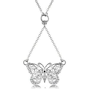Strieborný 925 náhrdelník, retiazka a prívesok - vyrezávaný motýlik AC17.19 vyobraziť