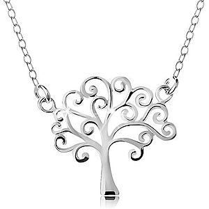 Strieborný náhrdelník 925, tenká retiazka a prívesok - lesklý strom života AC22.26 vyobraziť