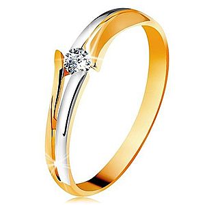 Diamantový zlatý prsteň 585, žiarivý číry briliant, rozdelené dvojfarebné ramená BT178.17/23/503.88 vyobraziť