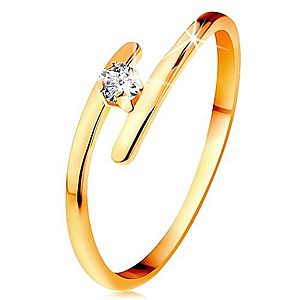 Diamantový prsteň v žltom 14K zlate - žiarivý číry briliant, tenké predĺžené ramená BT178.39/46 vyobraziť