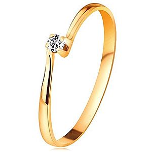 Briliantový prsteň zo žltého 14K zlata - diamant v kotlíku medzi zúženými ramenami BT179.42/48 vyobraziť