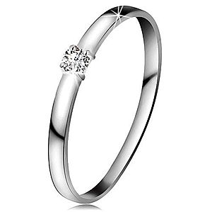 Briliantový prsteň v bielom 14K zlate - diamant čírej farby, lesklé ramená BT180.72/78 vyobraziť