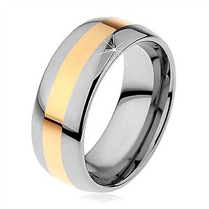 Volfrámový prsteň v dvojfarebnom prevedení - prúžok zlatej farby, 8 mm H7.16 vyobraziť
