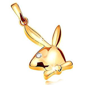 Prívesok zo žltého 14K zlata, lesklá hlava zajačika Playboy, zirkónové očko GG195.33 vyobraziť