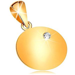 Zlatý prívesok 585 - lesklá plochá okrúhla známka so vsadeným čírym diamantom BT188.56 vyobraziť