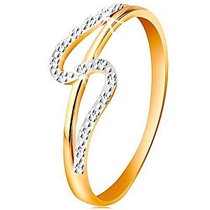 Diamantový prsteň zo 14K zlata, rovné a zvlnené rameno, drobné číre diamanty BT500.02/07 vyobraziť