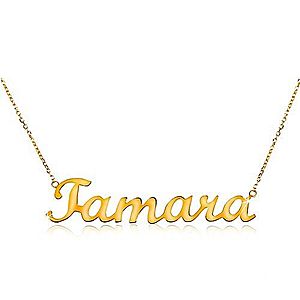 Zlatý nastaviteľný náhrdelník 585 s menom Tamara, jemná ligotavá retiazka GG198.04 vyobraziť