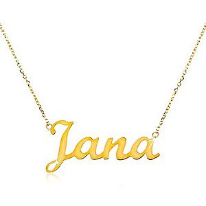 Zlatý nastaviteľný náhrdelník 14K s menom Jana, jemná ligotavá retiazka GG198.20 vyobraziť
