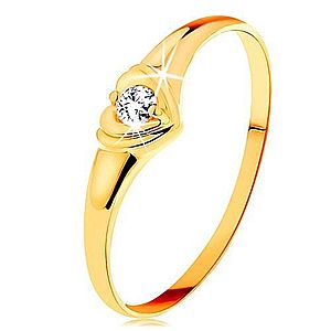 Diamantový zlatý prsteň 585 - ligotavé srdiečko so vsadeným okrúhlym briliantom BT500.67/73 vyobraziť