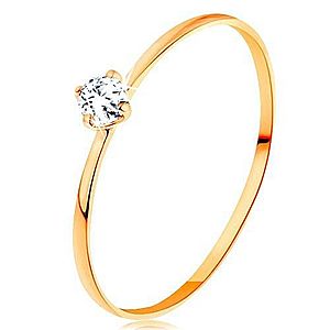 Prsteň zo žltého 14K zlata - tenké ramená, okrúhly diamant čírej farby BT500.53/59 vyobraziť