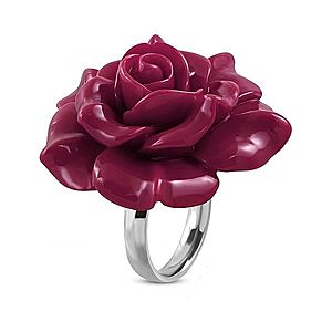 Prsteň z ocele 316L - veľká ružovofialová rozkvitnutá ruža zo živice H9.07 vyobraziť