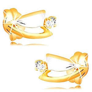 Diamantové náušnice zo 14K zlata - dvojfarebné trojuholníčky, číry briliant BT501.08 vyobraziť