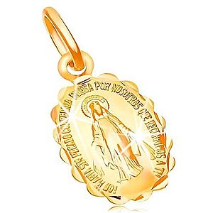 Prívesok zo žltého zlata 14K - obojstranný medailónik s Pannou Máriou GG16.39 vyobraziť