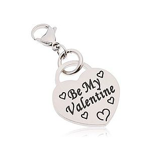 Prívesok na kľúčenku, chirurgická oceľ, srdce s nápisom Be My Valentine AA43.24 vyobraziť