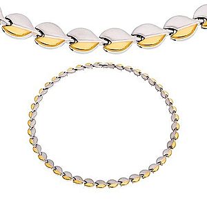 Oceľový náhrdelník s magnetmi, oblé články striebornej a zlatej farby Z47.19 vyobraziť