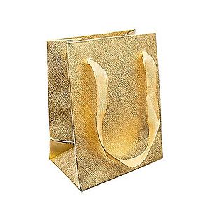 Darčeková taštička, lesklý mriežkovaný povrch zlatej farby, stužky GY56 vyobraziť
