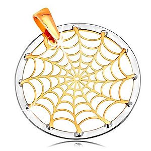 Zlatý 14K prívesok - pavučina v kontúre kruhu, žlté a biele zlato GG204.31 vyobraziť