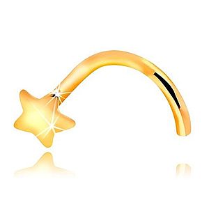 Piercing do nosa zo žltého 14K zlata - zahnutý, malá hviezdička GG207.06 vyobraziť
