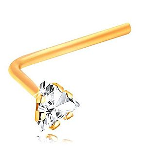 Zlatý 14K piercing do nosa - zahnutý - číry zirkónový trojuholník GG207.11 vyobraziť