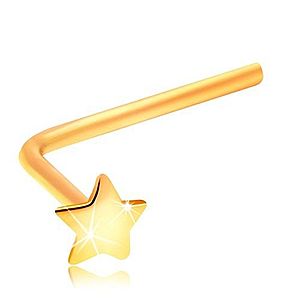 Piercing do nosa zo žltého 14K zlata - malá hviezdička, zahnutý tvar GG207.05 vyobraziť