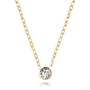 Diamantový náhrdelník zo žltého 14K zlata - číry briliant v objímke, tenká retiazka BT502.34 vyobraziť