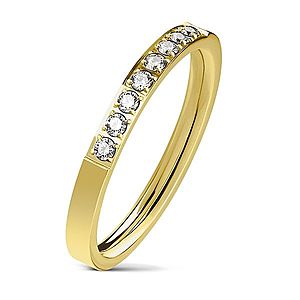Oceľový prsteň zlatej farby, línia čírych zirkónov, lesklý povrch, 2, 5 mm K09.18 vyobraziť
