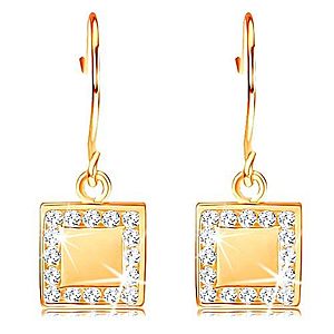 Zlaté diamantové náušnice 585 - plochý štvorec s čírymi briliantmi po obvode BT503.49 vyobraziť