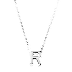 Strieborný náhrdelník 925, lesklá retiazka, veľké tlačené písmeno R SP09.06 vyobraziť