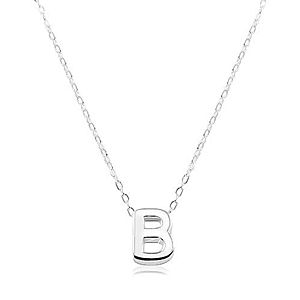 Strieborný 925 náhrdelník, lesklá retiazka, veľké tlačené písmenko B SP13.13 vyobraziť