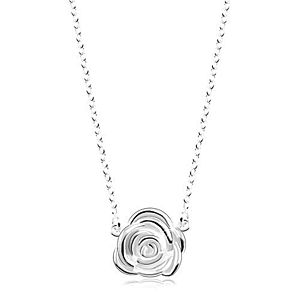 Strieborný náhrdelník 925, ligotavá retiazka, rozkvitnutá ruža SP16.14 vyobraziť