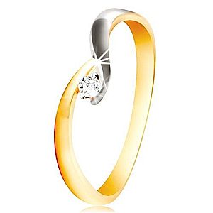 Zlatý prsteň 585 - zahnuté dvojfarebné ramená, trblietavý číry zirkón GG216.25/31 vyobraziť