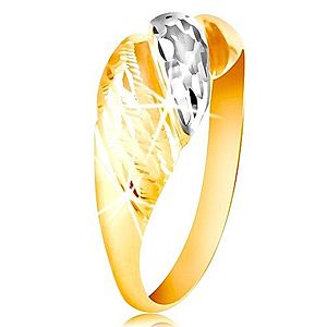 Zlatý prsteň 585 - vypuklé pásy žltého a bieleho zlata, ligotavé ryhy GG212.28/34 vyobraziť