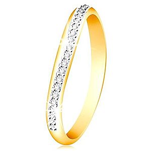 Zlatý 14K prsteň - ligotavý zvlnený pás z čírych zirkónov a bieleho zlata GG214.81/87 vyobraziť