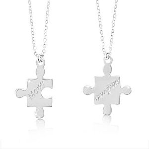 Strieborné náhrdelníky 925 - dieliky puzzle s nápismi Mom a Daughter SP85.25 vyobraziť