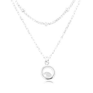 Strieborný 925 náhrdelník, dvojitá retiazka, okrúhly zirkón a drobné guľôčky SP89.06 vyobraziť