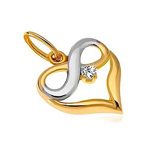 Diamantový zlatý prívesok 585 - dvojfarebné srdce, symbol nekonečna, briliant BT504.14 vyobraziť