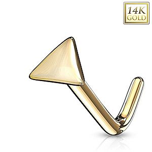 Zahnutý piercing do nosa zo žltého 14K zlata - lesklý trojuholník GG223.10 vyobraziť