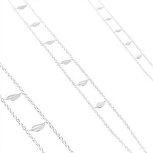 Strieborný náhrdelník 925, dvojitá retiazka, lesklé gravírované listy S10.21 vyobraziť