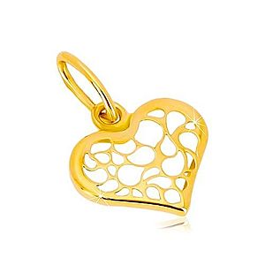 Prívesok zo 14K žltého zlata - symetrické srdce zdobené filigránom GG37.23 vyobraziť