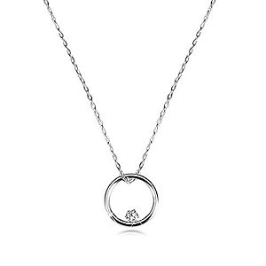 Diamantový náhrdelník z bieleho zlata 375 - úzky lesklý krúžok a briliant BT504.34 vyobraziť